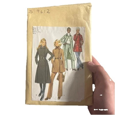 Coat Trench Duster ONLY NO Pants 12 Simplicity 9612 Sewing Pattern VTG 70's Cut - Image 1 of 4