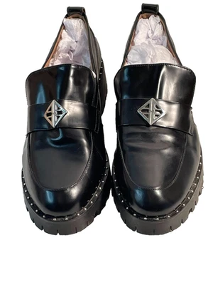 Antonio Melani Mocasín Cuero Negro Grueso Plataforma Zapatos Para Mujer Talla 9.5M Nuevo Foto 1 de 4