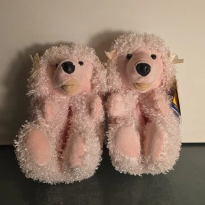 RARE Build A Bear Pink Poodle Bows Slippers Plush BAB 2006 Size 5/6 - Imagen 1 de 6