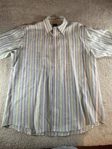 Camisa Jos A Bank de lino para hombre XL abotonada a rayas azules transpirable sutil vacaciones - Imagen 1 de 7