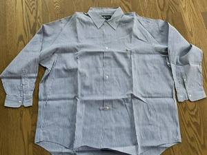 CHEMISE HOMME RALPH LAUREN 18 / 34 BLEU BLANC RAYÉ COL BOUTONNÉ YARMOUTH - Photo 1/5