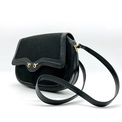 GUCCI Horsebit Micro GG Schultertasche Crossbody Canvas Leder Schwarz Gebraucht - Bild 1 von 4