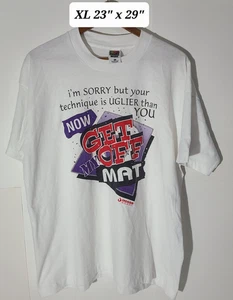 Vintage 90s Wrestling "Get off my Mat" Herren T-Shirt weiß XL Einzelnaht - Bild 1 von 6