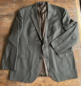 Austin Reed Blazer Mens 50L Wool Brown Striped Sport Coat Jacket Union Made USA - Picture 1 of 14