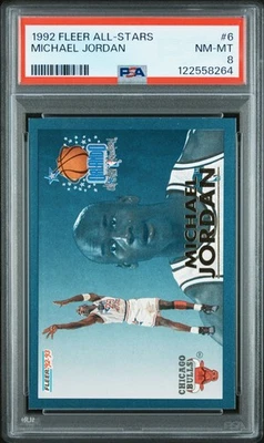1992 Fleer All-Stars Michael Jordan #6 Insert PSA 8 NM/MT Chicago Bulls - Image 1 of 2