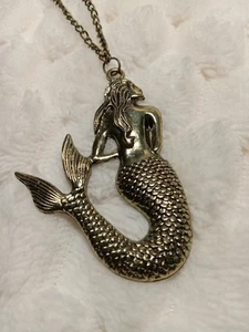 MERMAID PENDANT on Bronze Tone Chain NO CLASP NECKLACE 14"L - Picture 1 of 4