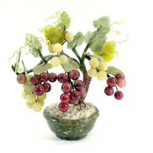 Hand Blown Glass Green & Red Grape Topiary 7 1/2" H x 6 1/2" W x 4" D - Picture 1 of 9