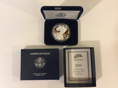 Moneda de prueba de plata fina American Eagle 2010-W de una onza con certificado de autenticidad Foto 1 de 4