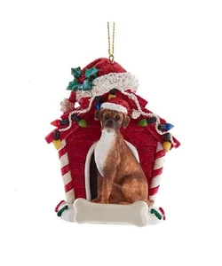 Boxer Christmas Dog House Ornament - Bild 1 von 1