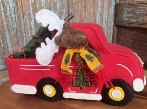 Handgefertigter kostenloser Baum Lieferung Filz LKW 10" L Weihnachten Handwerk Dekor - Bild 1 von 9