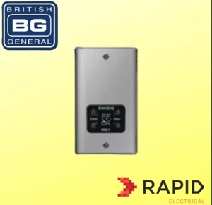 BG NBS20B Metal Brushed Steel 115-230V Dual Voltage Shaver Socket - Black Insert - Picture 1 of 5