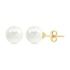 10MM Round Simulated FreshWater Cultured Pearl Stud Earrings 14K Yellow Gold