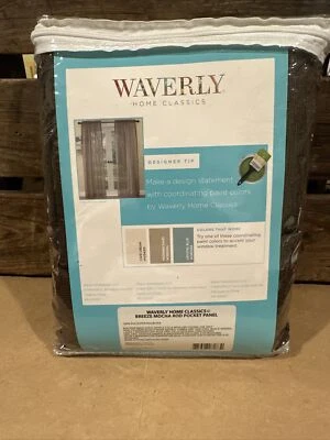 Panel de cortina de ventana de Waverly Breeze Mocha Rod Pocket 84" Foto 1 de 3
