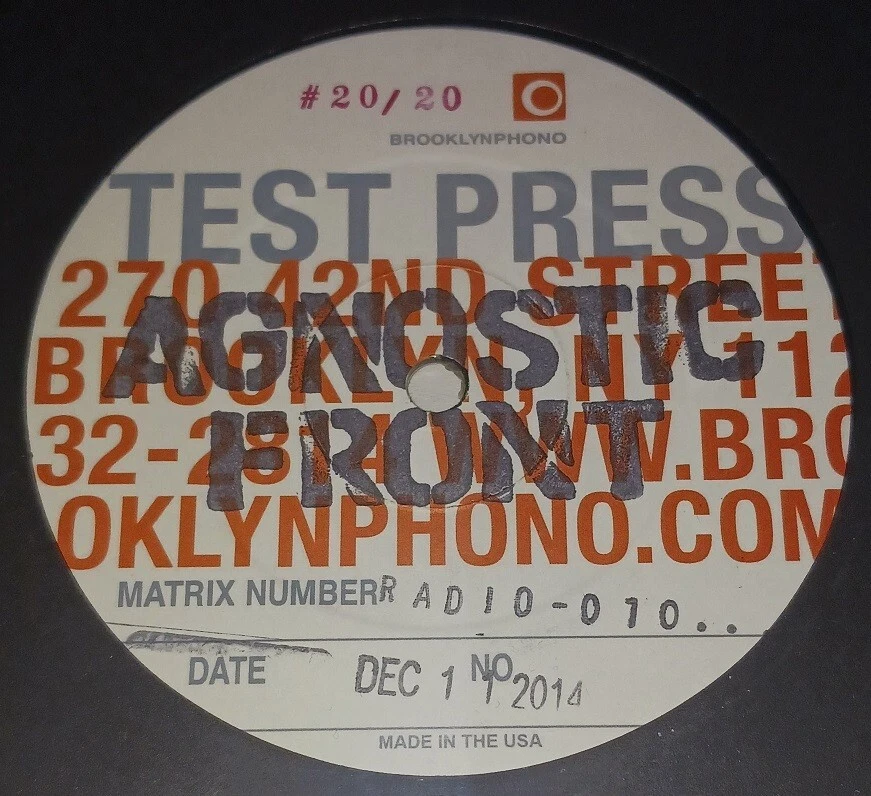 AGNOSTIC FRONT No One Rules LP Test Press #20/20 RARE Madball Abused Antidote NY - Image 1 of 4