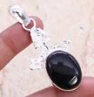 Black Onyx Art Piece 925 Silver Plated Pendant of 2"