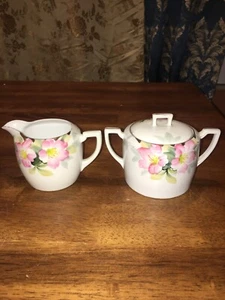 Vintage Noritake China Japan Hand Painted AZALEA Pink Floral Creamer & Sugar EC - Picture 1 of 11