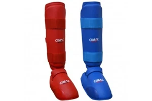 Cimac Removable Shin Instep Pads Karate Shin Guards WKF Style Shin Protectors - Picture 1 of 12