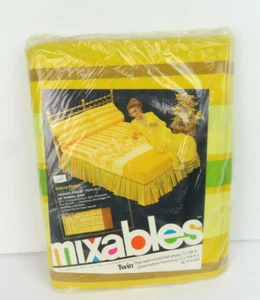 Neu Vintage Sears Mixables Twin flaches Blatt Perma-Prest Perkal Sierra Streifen gelb - Bild 1 von 7