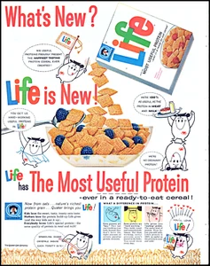 Life Cereal Bowl 1962 bayas animado nuevo cereal proteína retro impresión anuncio L62 - Imagen 1 de 1