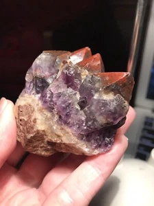 Rare Thunder Bay Amethyst Cluster Ontario, Canada Red Hematized Mineral Crystal - Picture 1 of 11