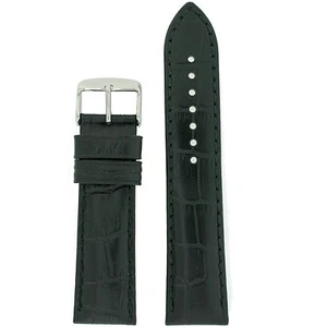 Tech Swiss LEA1840 Watch XL Band Black Leather Crocodile Grain - Picture 1 of 3