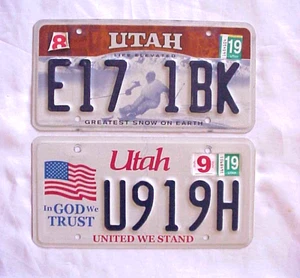 UTAH Expired License Plate LOT of 2 SNOW & UNITED WE STAND - Picture 1 of 4