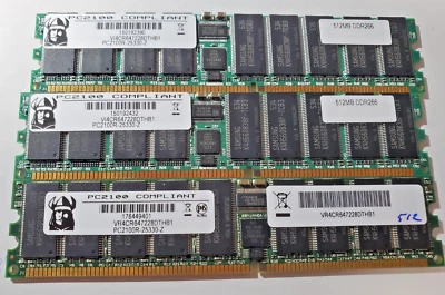 3 pcs 512MB PC-2100R-25330-B1 Viking VI or VR4CR647228DTHB1 ECC RAM DDR1 - Image 1 of 3