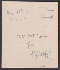 Hugh Walpole (1884-1941), British novelist, playwright, signed card - Picture 1 of 1
