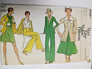 Jacket Pants Skirt Blouse Scarf 12 VOGUE 8493 Very Easy Sewing Pattern UC VTG - Picture 1 of 8