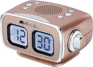 Oversized Display LCD AM/FM Retro Clock Radio USB Bluetooth (Rose Gold) - Picture 1 of 5