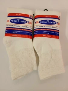 TOTAL CARE 4 PARES DE CALCETINES CREW DIABÉTICOS 9-11 BLANCOS EE. UU. - Imagen 1 de 6