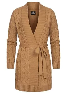 Chaqueta mujer violeta estructura midi cardigan cinturón camel marrón N21106799 - Imagen 1 de 3