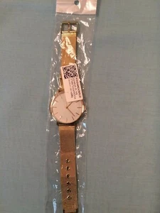 Unisex Wrist Watch with Gold Color Mesh Wrist Band Watch Face 1.5" wide - Picture 1 of 4