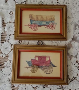 Vintage Selby Watercolor Painting Of Western Stagecoach & Covered Wagon Framed - Picture 1 of 19