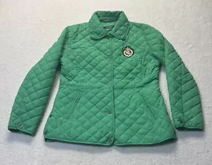 Lauren Ralph Lauren Damen-S-Jacke gestepptes Wappen Logo Druckknoppfkragen kellygrün - Bild 1 von 5