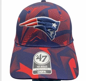 New England Patriots 47 Brand Solo Cap Hat NFL Navy Red - Picture 1 of 8