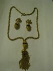 Crown Trifari 1960S-70S Etruscan Revival Byzantine Tassle Necklace & Earrings