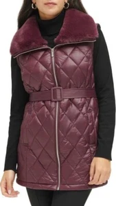 NWT Calvin Klein Women's Faux Fur Cold Weather Casual Puffer Vest Outerwear XS - Picture 1 of 5