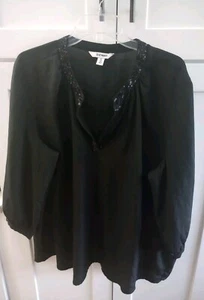 Old Navy Bluse mit Paillettenkragen XXL schwarz - Bild 1 von 6