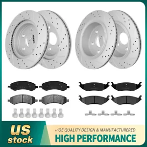 Front &Rear Drilled Rotors+Brake Pads for Dodge Ram 1500 Durango Aspen 2016-2018 - Picture 1 of 6