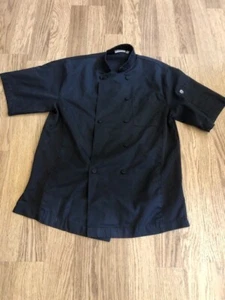 CHEF WORKS ~ Black Double Breasted Chef Uniform Top Short Sleeve Adult Small - Picture 1 of 1