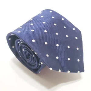 Lands' End Necktie Blue Polka Dot Pattern Silk Neck Tie Repp Fabric - Picture 1 of 5