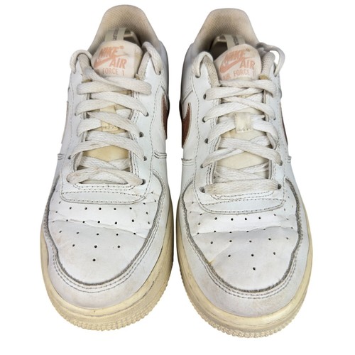 Nike Air Force 1 Sneakers Youth Size 6.5Y White & Copper Leather 314219 129