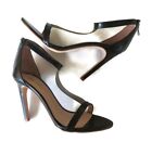 New Mode Collective Women's Black Leather PVC Heels Sandal Shoes Size 38