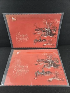 Christmas Seasons Greetings Paper Place Mats 23 American Convenience 1980 - Picture 1 of 5