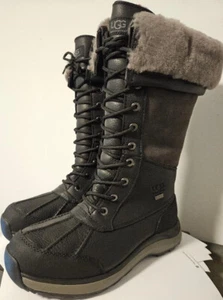 UGG Adirondack Tall III schwarze Damen-Lederstiefel mit Fell Größe 6 neu im Karton - Bild 1 von 5