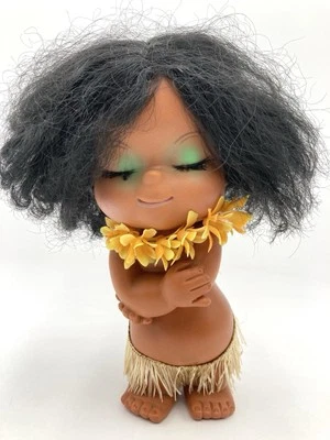 De Colección 10" Hula Muñeca Hawaiana Falda Hierba Amarilla Lei Polinesia Kitsch Hong Kong Foto 1 de 4