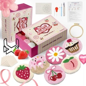 6PCS Punch Needle Coaster Kit,Easy DIY Embroidery Set for Beginners, & Adults... - Picture 1 of 6
