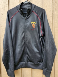 USC Trojans SC Team Jacket Black NIKE Fit Polyester Full Zipper Men’s Med - Picture 1 of 7