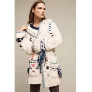 NWT!! ANTHROPOLOGIE Lima Handknit & Heartfelt Embroidered Cardigan Sweater XS/S - Picture 1 of 14